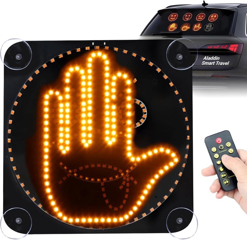 ALDST Car Finger Light with Remote, Hand Gesture Amber LED Light with Suction Cup - 14 Modes for Road Rage Warning Signs Car Accessory Christmas Xmas Gift for Men Women - Image 1